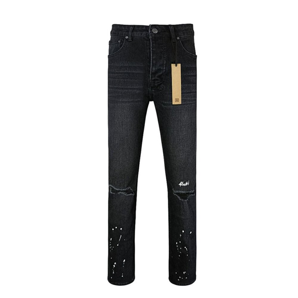 Ksubi Inkjet Hem Ripped Embroidery Slim Fit Jeans